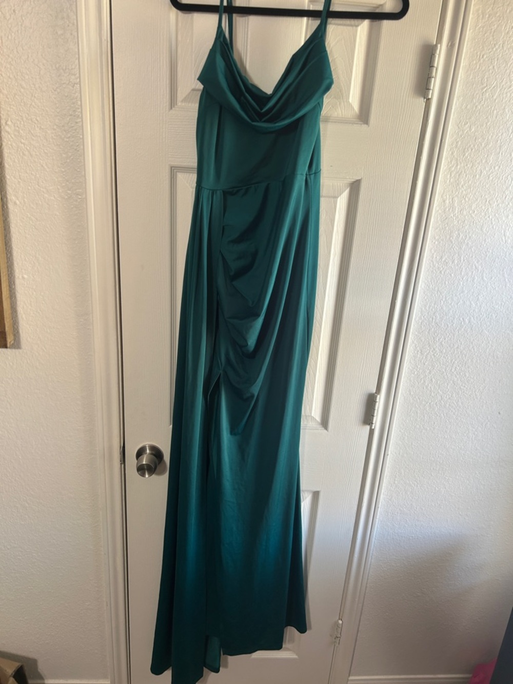 Amazon Teal Cowl-Neck Maxi Dress